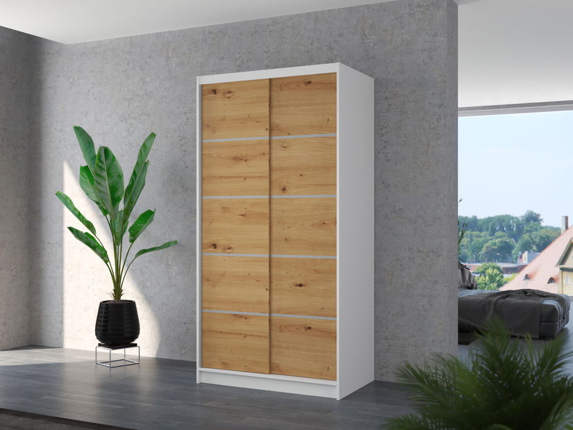 Ormar za garderobu Remea (bijela + hrast artisan)