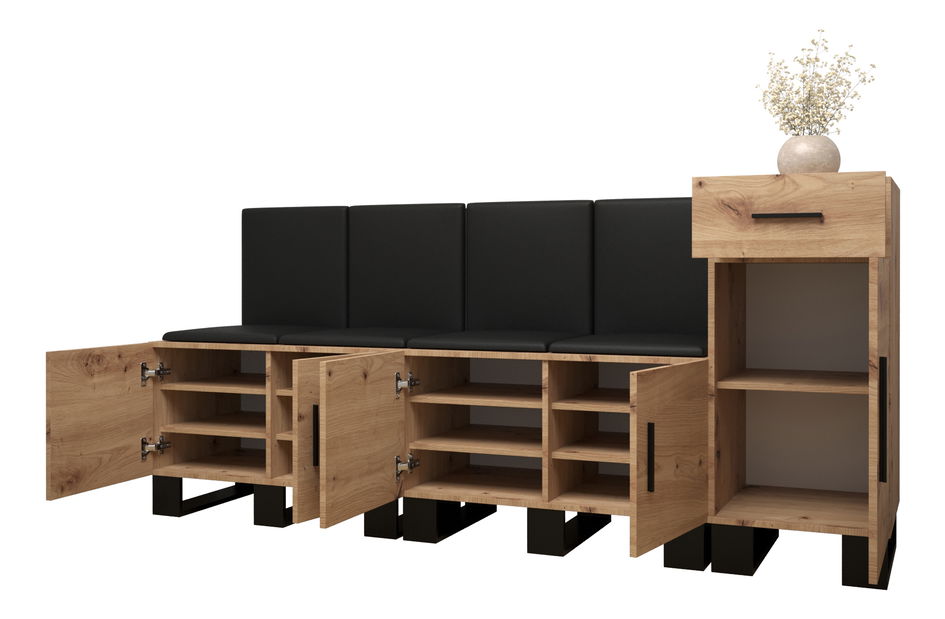 Set mobilier pentru hol Amanda 17 (Stejar artisan + verde)