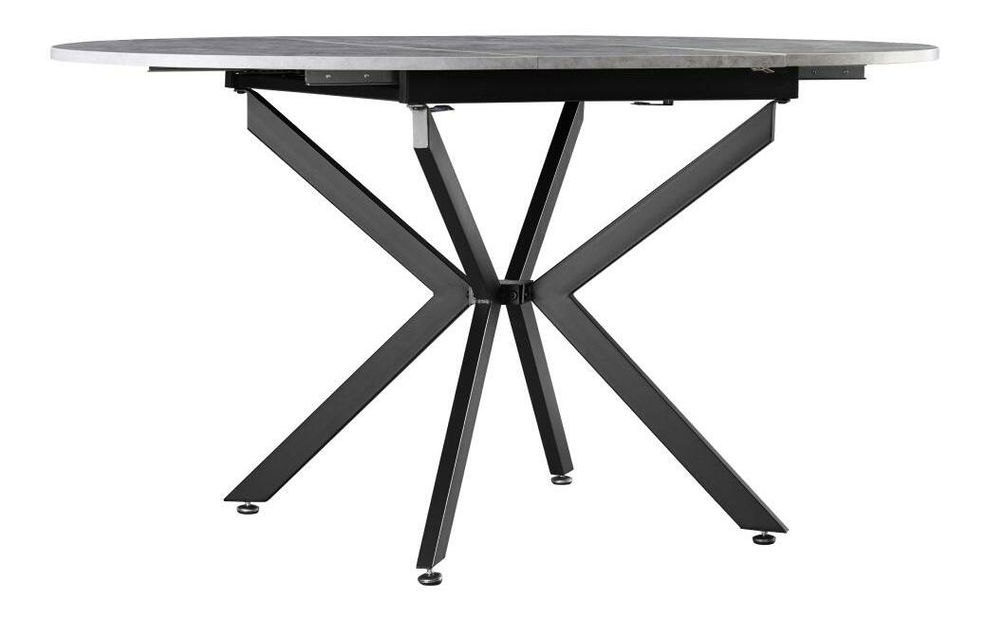 Masă de sufragerie extensibilă Amero (beton + negru) (pentru 4-6 persoane)