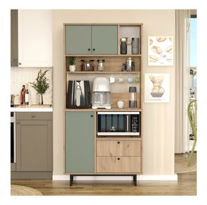 Dulap cu rafturi Rebutia 4 (stejar + verde)