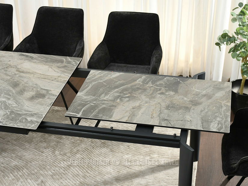 Masă sufragerie Telefonico (marmură + negru)