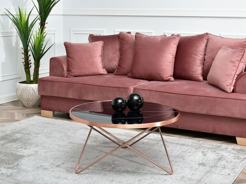 Dohányzóasztal Armin Xl (fekete márvány + réz)