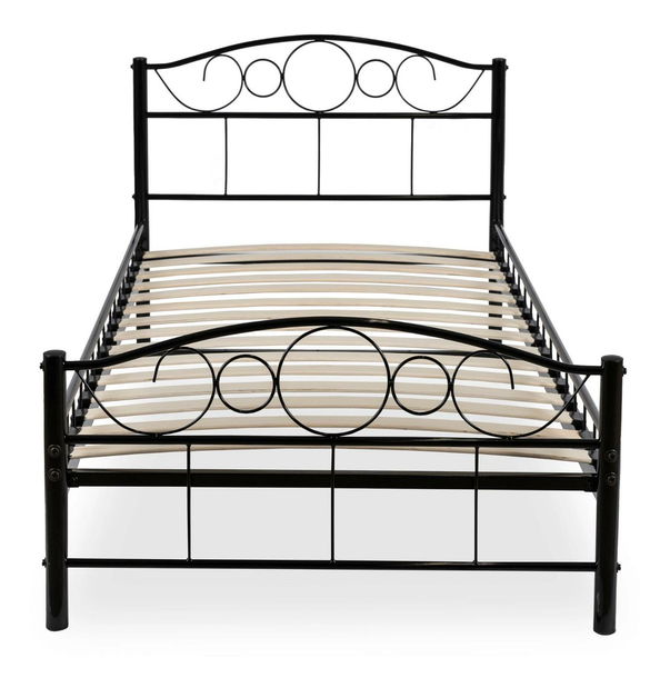 Pat metalic 90 cm Granjeros (negru) (cu somieră)