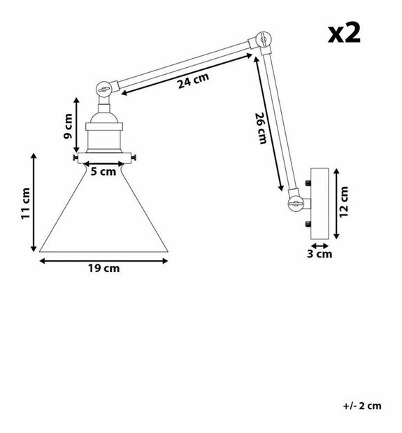 Fali lámpa szett (2 db.) NARIVA (fém) (fekete)