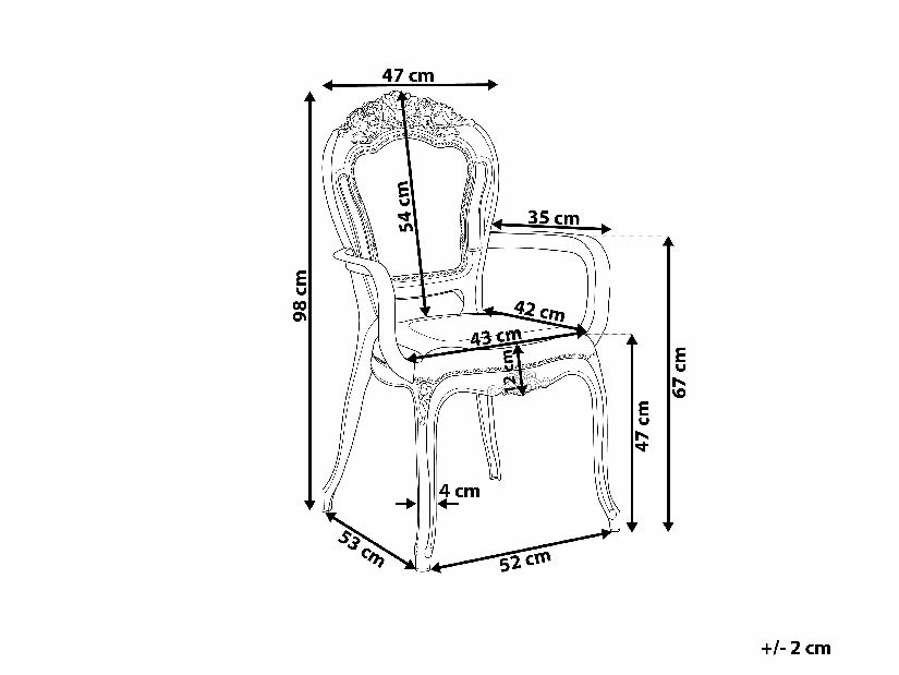 Set 2 buc. scaune de sufragerie VITTON II (transparent)