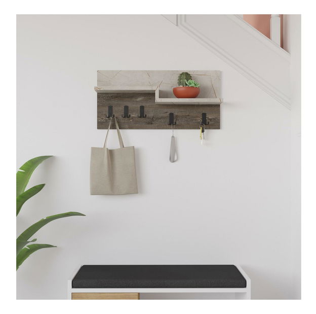 Vešiak Makiso 2 (tmavohnedá + lagina) 