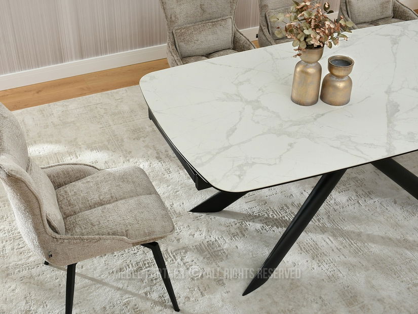 Blagovaonski stol Denzel (bijeli mramor + crna)