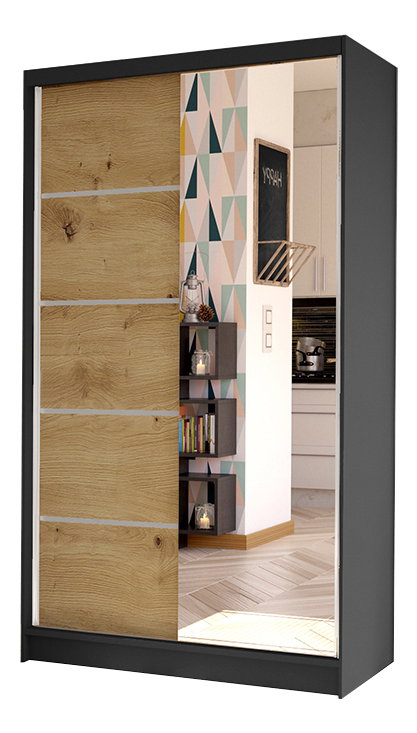 Ruhásszekrény Delana III (fekete + artisan tölgy)