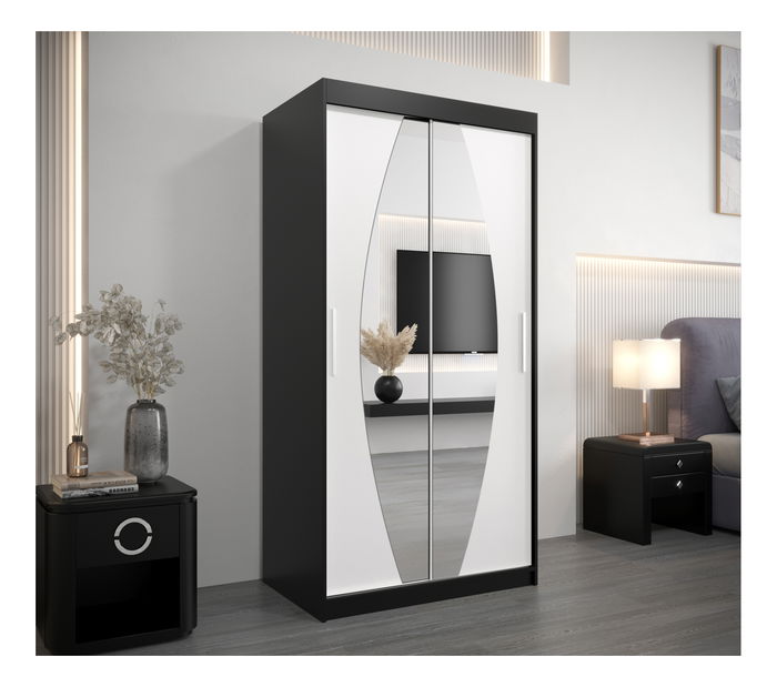 Ormar za garderobu 100 cm Eclipse (crna mat + bijela mat)