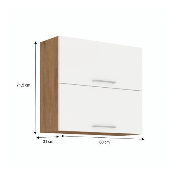 Gornji kuhinjski ormarić 80 GU-72 2F Velaga (bijeli sjaj + hrast lancelot) *rasprodaja