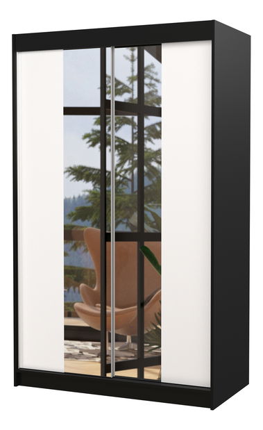 Ruhásszekrény Madio (fekete + fehér) (tükörrel)