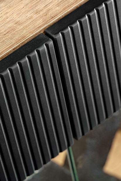 Vitrína Aruno AR SB (dub ribbeck + čierna) (s osvetlením)