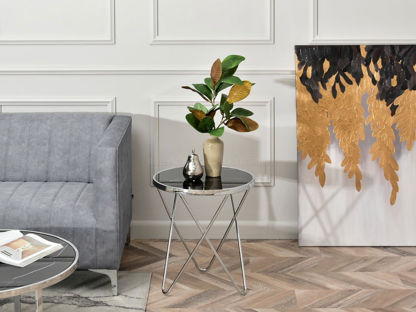 Măsuță de cafea Armin S (marmură neagră + crom)