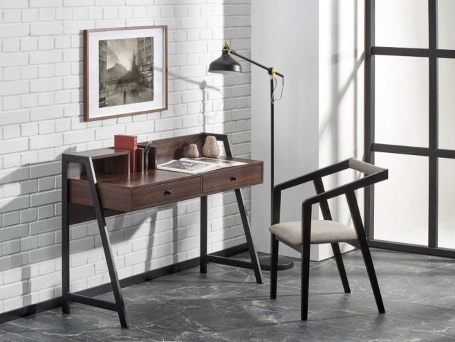 Masă PC Brian (nuc + negru)