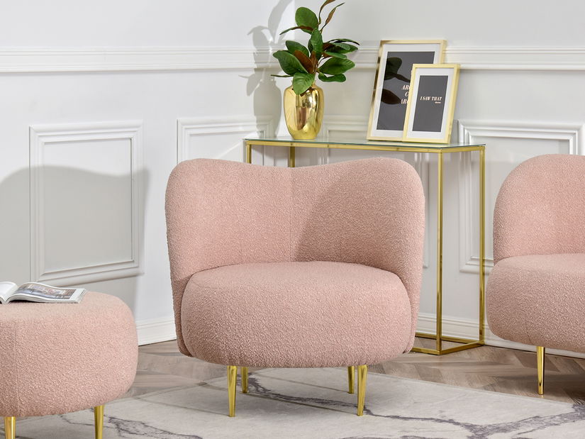 Relaxačné kreslo Corintana (púdrová ružová + zlatá)