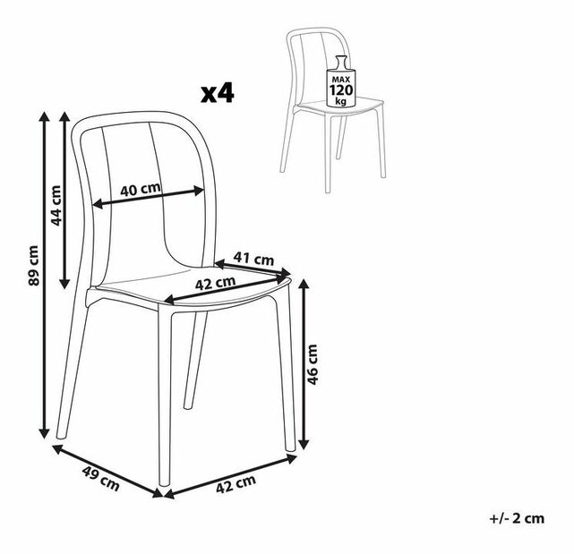 Set 4 ks. záhradných stoličiek Sau (svetlosivá)