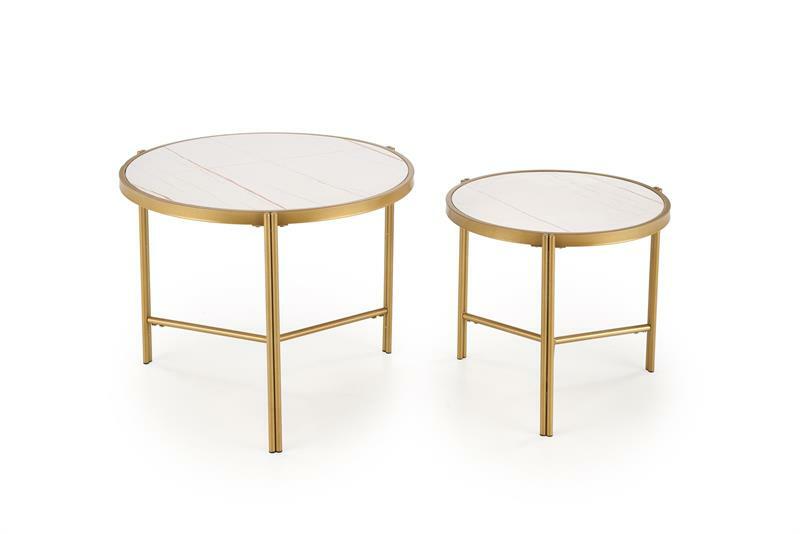 Dohányzóasztal szett (2 db.) Fantoma (fehér márvány + arany)