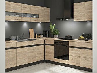 Rohová kuchyňa BRW Junona Line 220 + 240 cm (wenge + dub sonoma)