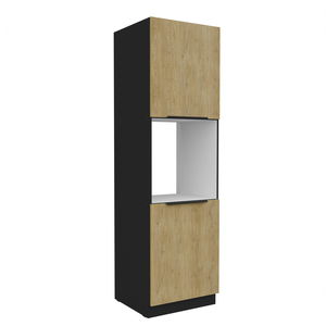 Potravinová kuchynská skrinka na rúru Carminia 60 DP-210 2F (dub cremona + čierna)