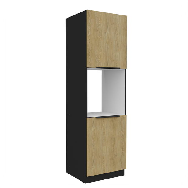 Dulap bucătărie pentru cuptor Carminia 60 DP-210 2F (stejar cremona + negru)