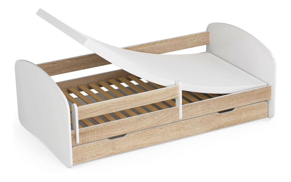 Pat pentru copii Pranshi III (Stejar sonoma) (cu saltea)