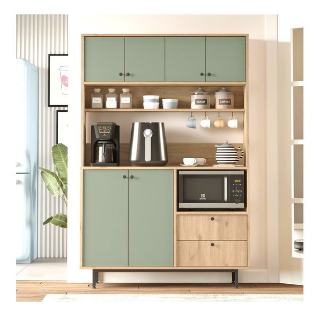 Polcos szekrény Rebutia 5 (tölgy + zöld)