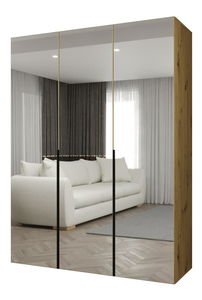 Šatníková skriňa 150 cm Alice 3 (dub artisan + čierna)