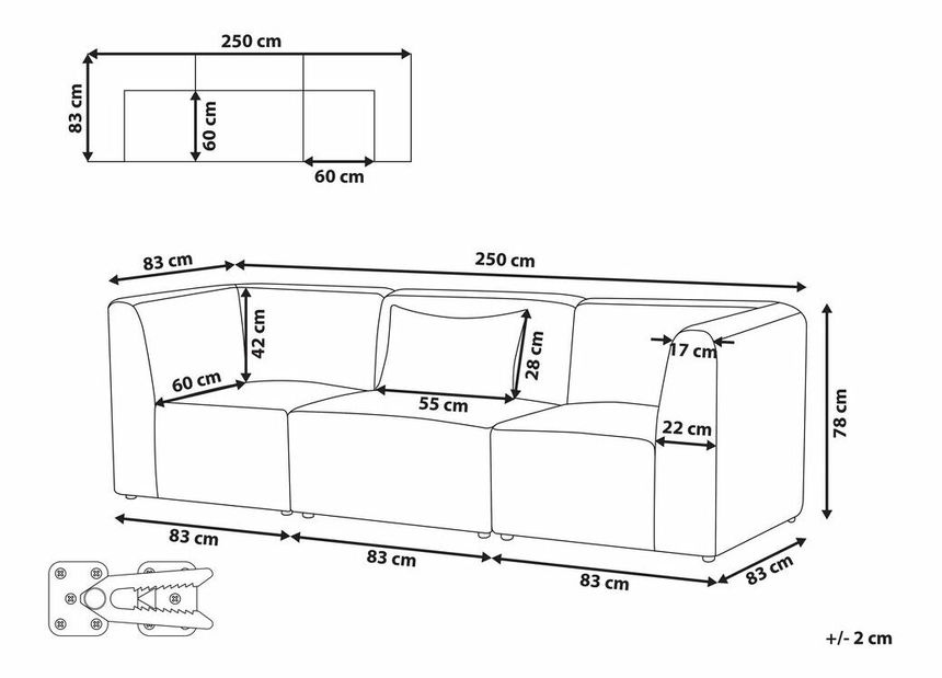 Pohovka trojsedačka Lemia (béžová)