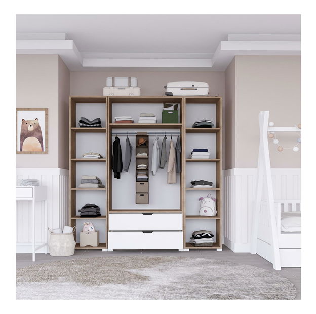 Ormar za garderobu Nisae 24 (orah svijetli + bijela)