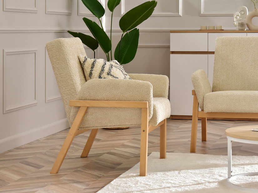 Relaxačné kreslo Laopas (béžová + dub)