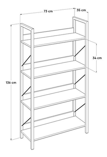 Regál Madobo 4 (dió + fekete) 