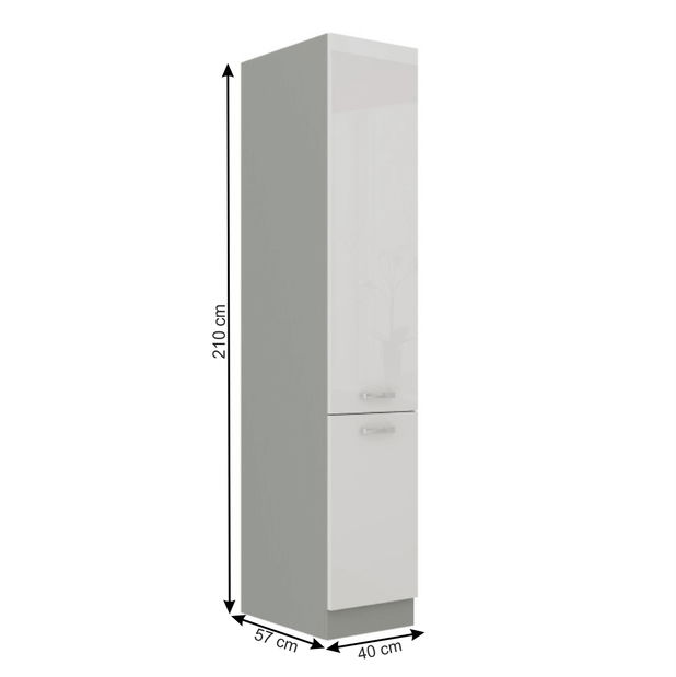 Potravinová kuchynská skrinka 40 DK-210 Pleitton (vysoký lesk biely)