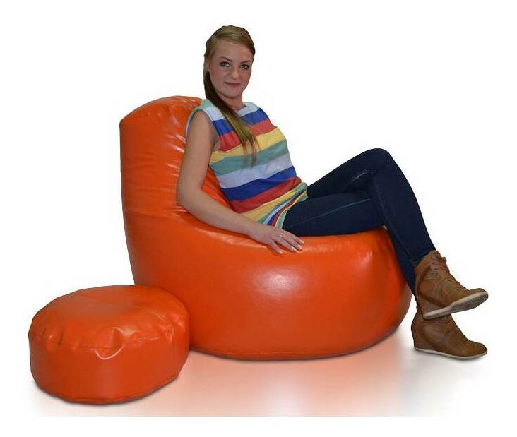 Fotoliu puf cu taburete Richie (portocaliu)