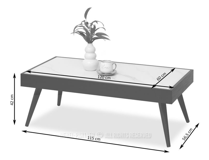 Dohányzóasztal Flock (fehér márvány + fekete)