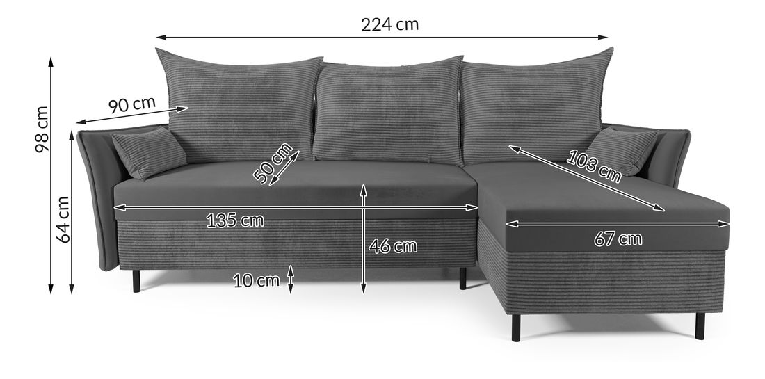 Rohová sedacia súprava Goofy (P) (horčicová)