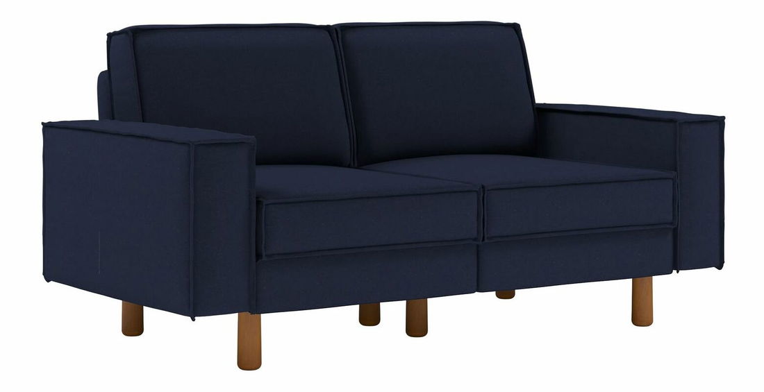 Pohovka dvojsedačka Spary 2 (tmavomodrá + orech)