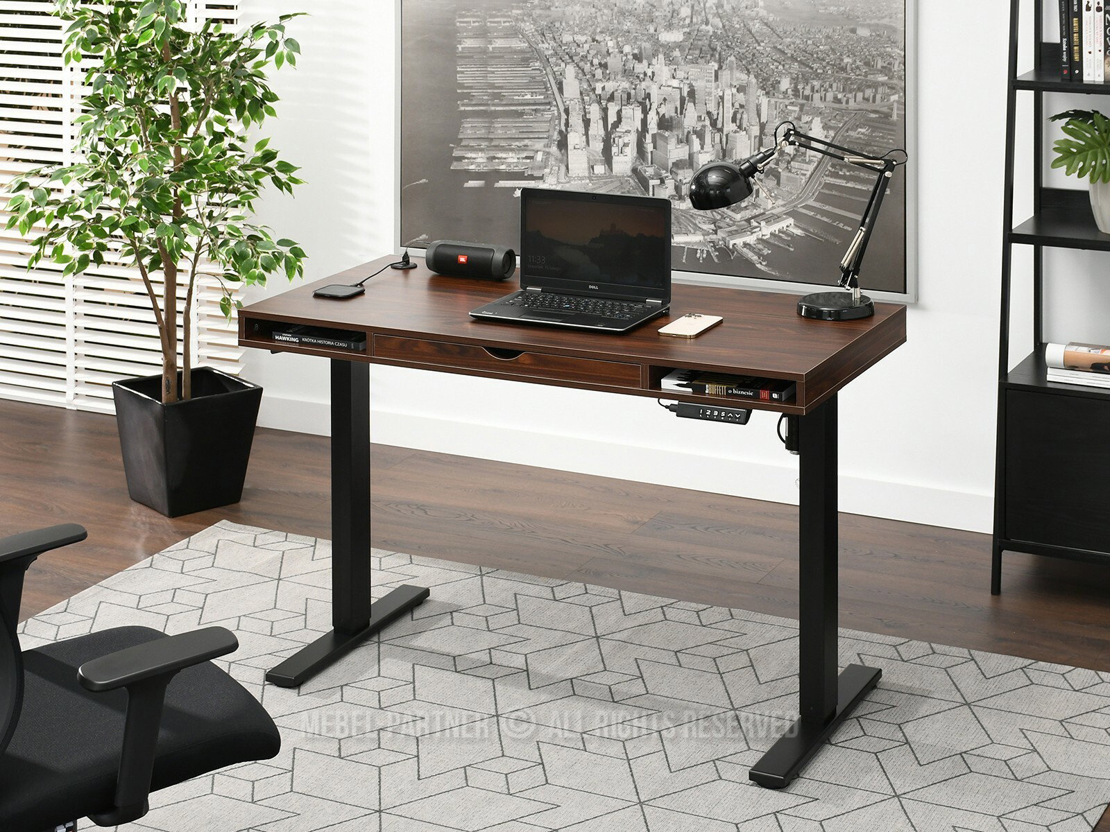 PC asztal Osto 120 (dió + fekete)