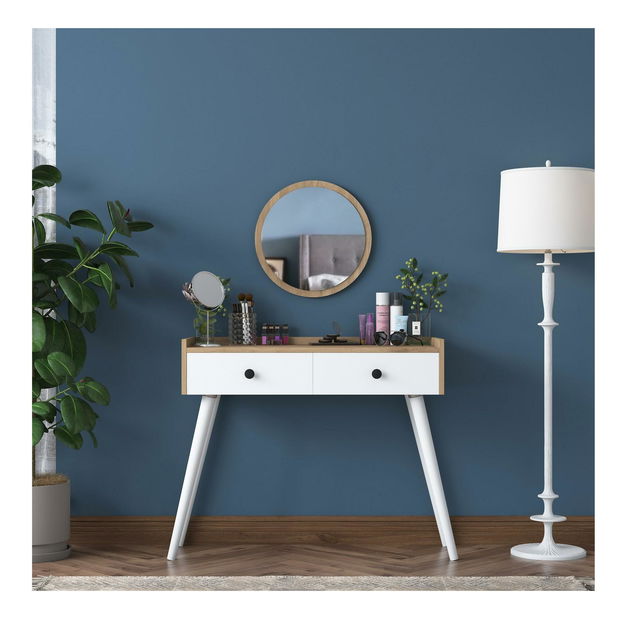 Toaletný stolík Nobisi 2 (biela + orech) 