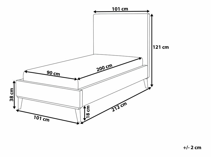 Jednostruki krevet 90 cm BARON (svijetlo siva) (s podnicom)