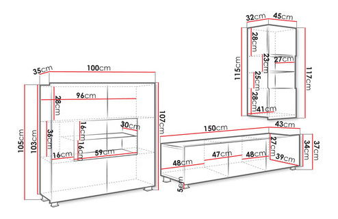 Mobilier living Badiani VII (alb + alb lucios)