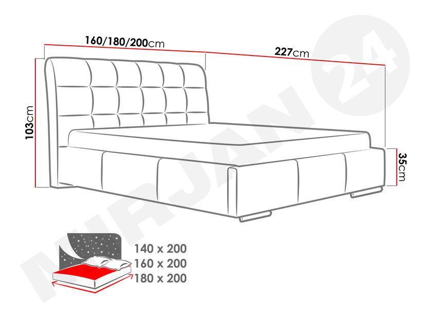 Pat matrimonial 160cm Pilates (negru)