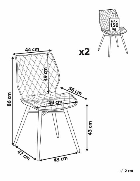Set 2 buc. scaune pentru sufragerie Lissa (maro auriu)