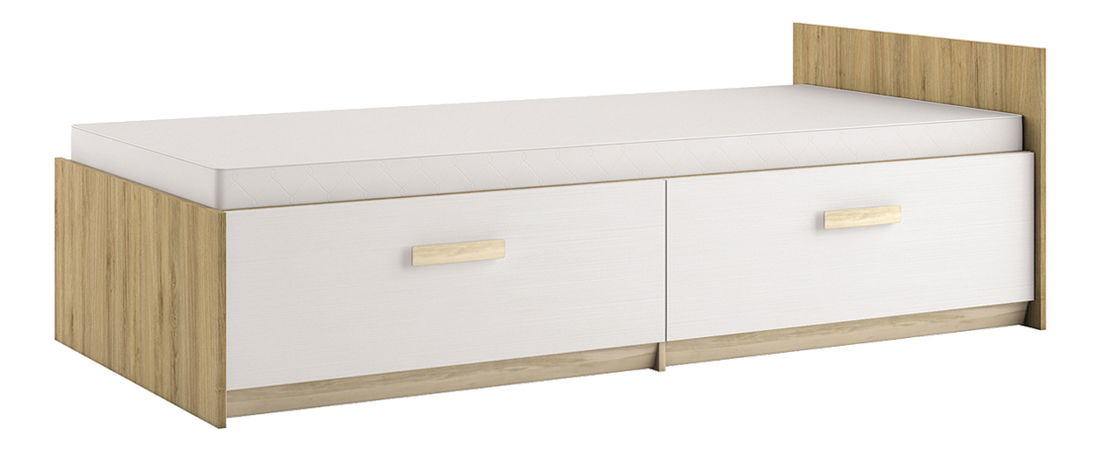 Pat de o persoană 90 cm Best 17 Mesteacăn (cu somieră și spațiu depozitare)