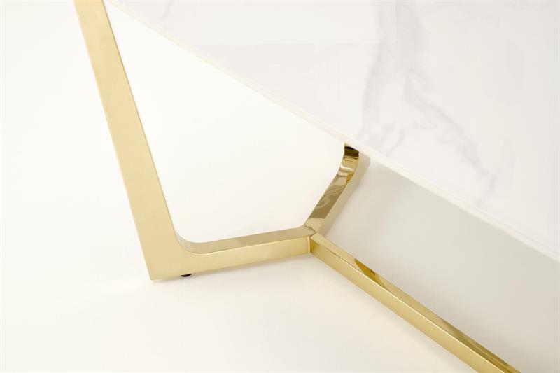 Blagovaonski stol Clementine (bijeli mramor + zlatna) (za 6 osoba)