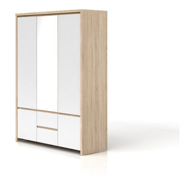 Ruhásszekrény Kasey SZF5D2S (sonoma tölgy + fényes fehér)