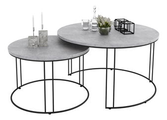 Set 2 ks. măsuțe cafea Essence (negru + beton)