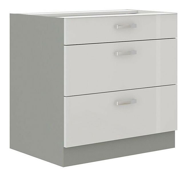 Dulap inferior de bucătăriea so sertarmi 80 D 3S BB Multi (Gri + alb lucios)