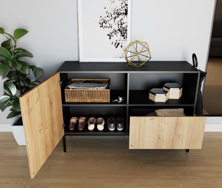 Komoda Loyd (dub artisan + čierna matná)