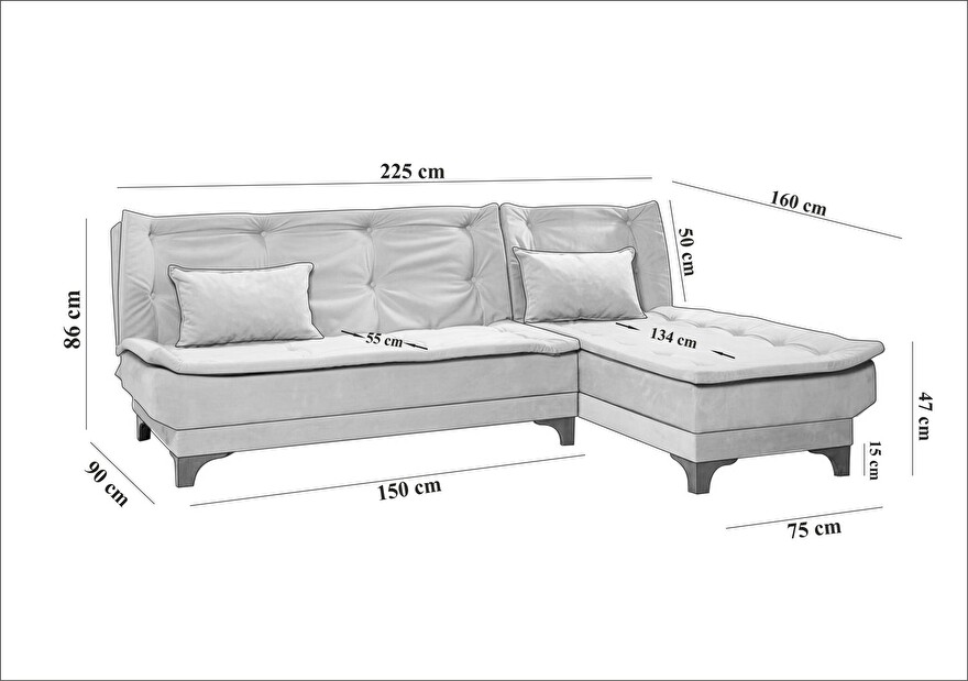 Kutna sofa na razvlačenje Keid C (crvena) (D)
