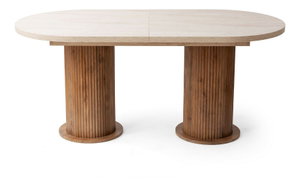 Masă extensibilă (pentru 8 persoane) Gustov (travertin + nuc)